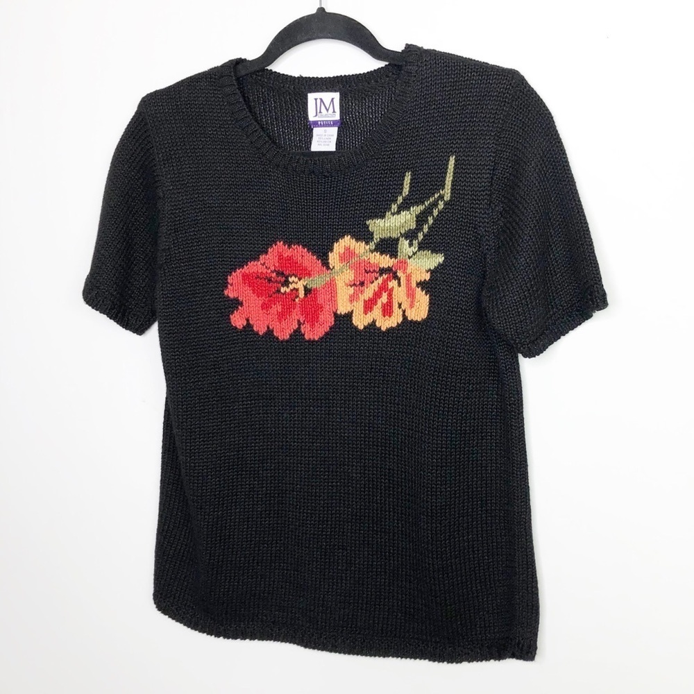 J M collections vintage graphic image petite black knit sweater - Picture 8 of 8